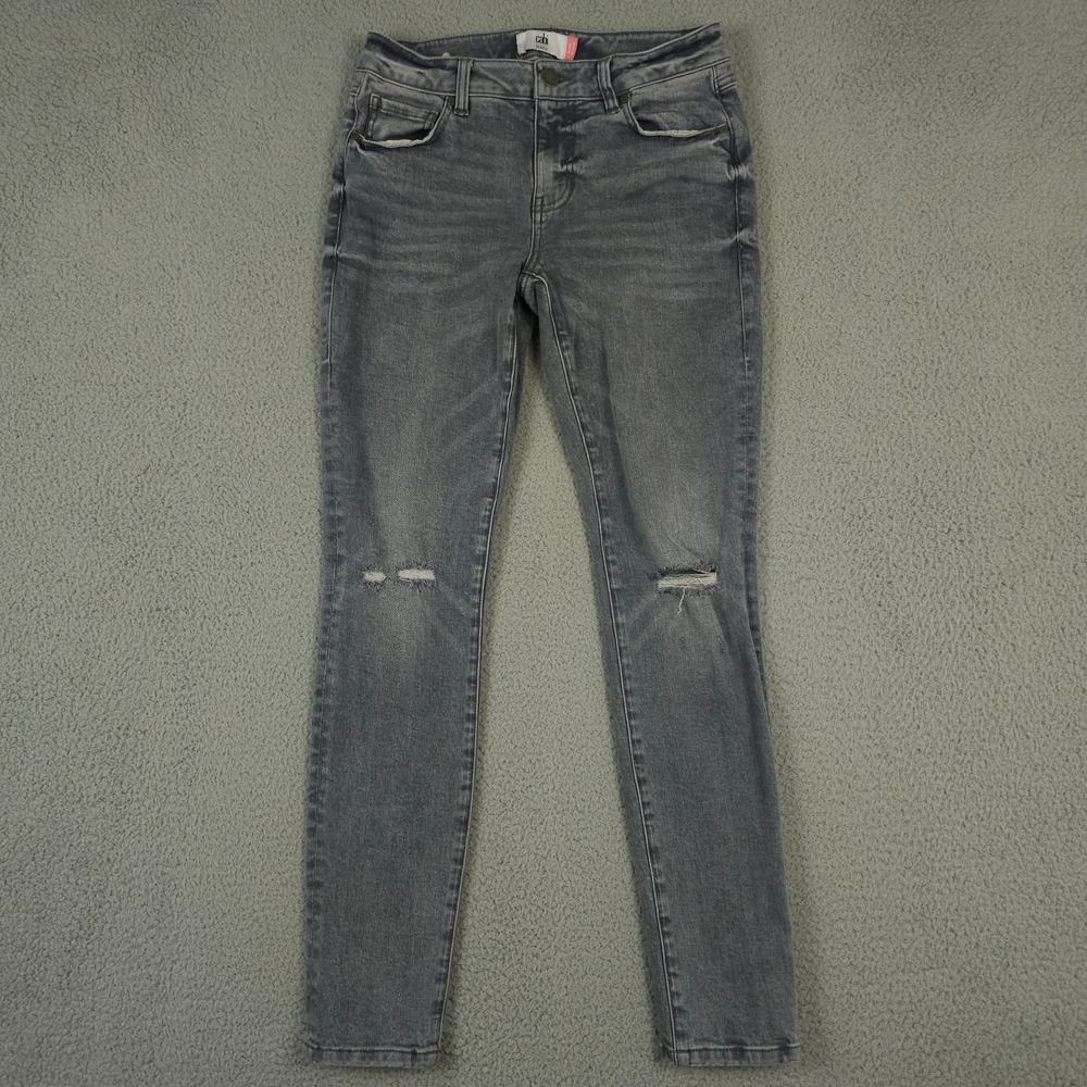 CAbi Jeans Womens‎ 4 Washed Gray High Rise Skinny Distressed Busted Knees Denim